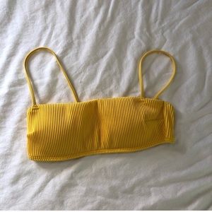 Yellow ribbed bikini top